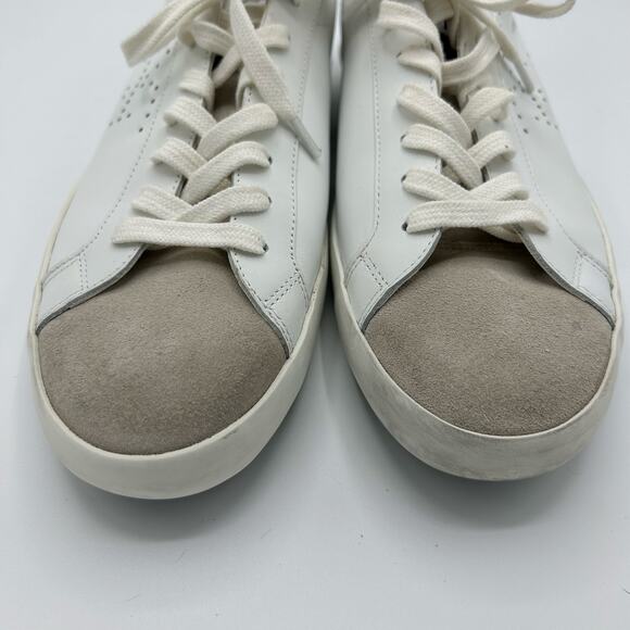 Sam Edelman Aubrie Sneakers 7.5 White Leather Suede Toe Low Top Lace Up Casual - Picture 7 of 14